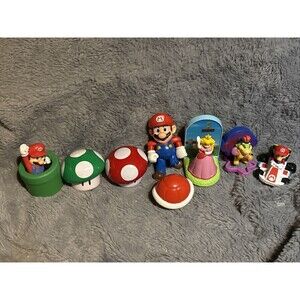 Nintendo Super Mario Bros Figure Lot Of 8 Peach Mario Bowser Jr Mushroom Red All